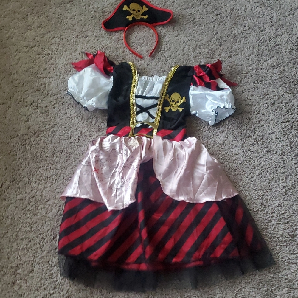 Kids Pirate Costume with Hat - Black, Red, Gold